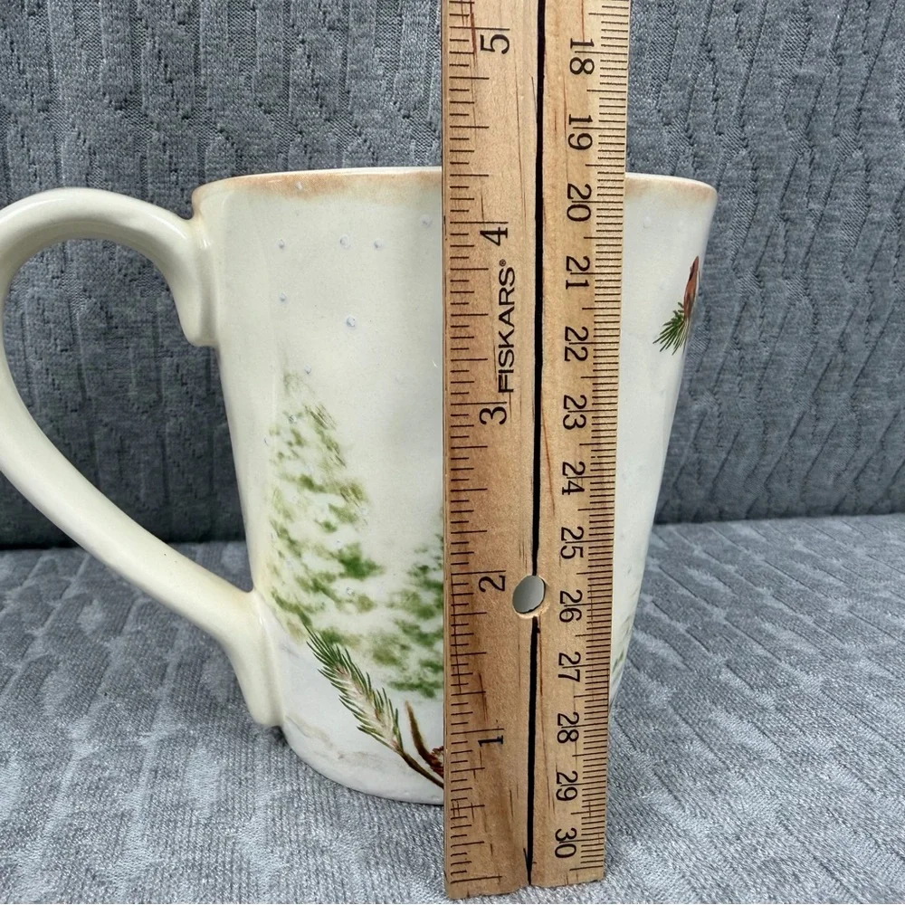 Pier 1 Cream and Black Stoneware Mug - Winter Wonders Santa